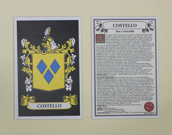 Costello - Irish American Surname Coat of Arms Heraldry