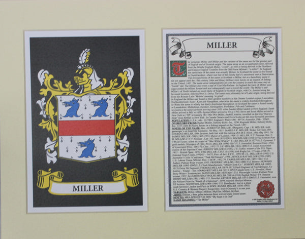 Miller - Irish American Surname Heraldry