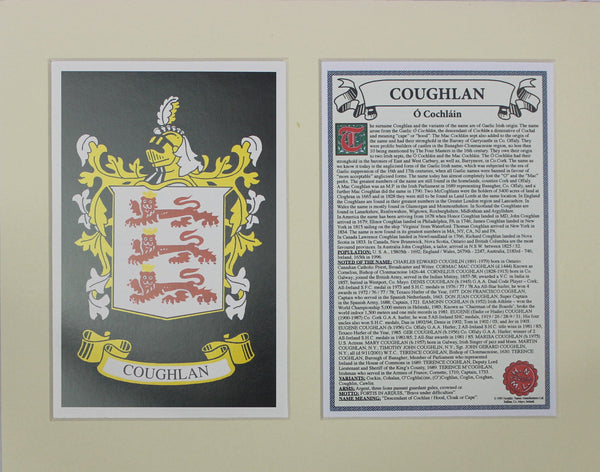 Coughlan - Irish Surname Coat of Arms Family Crest Heraldry