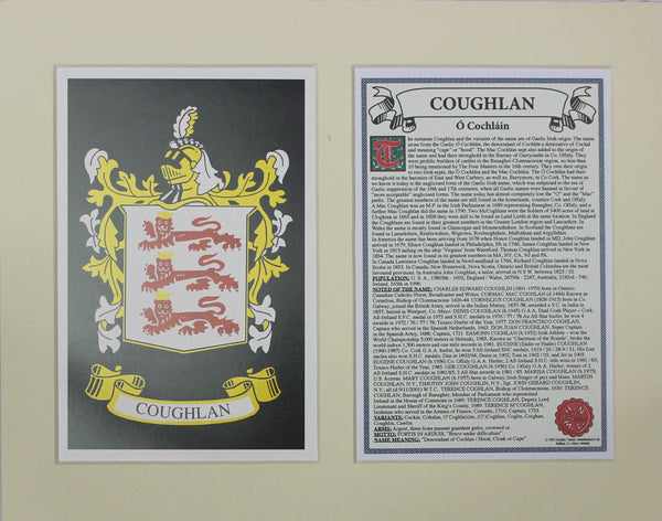 Coughlan - Irish American Surname Coat of Arms Heraldry