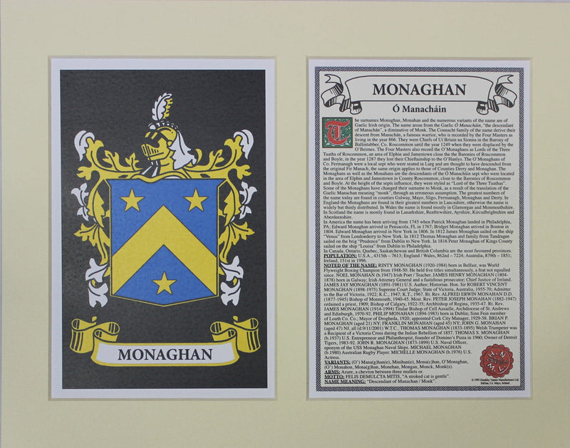 Monaghan - Irish American Surname Heraldry