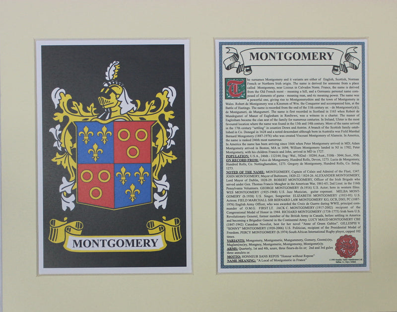 Montgomery - Irish American Surname Heraldry