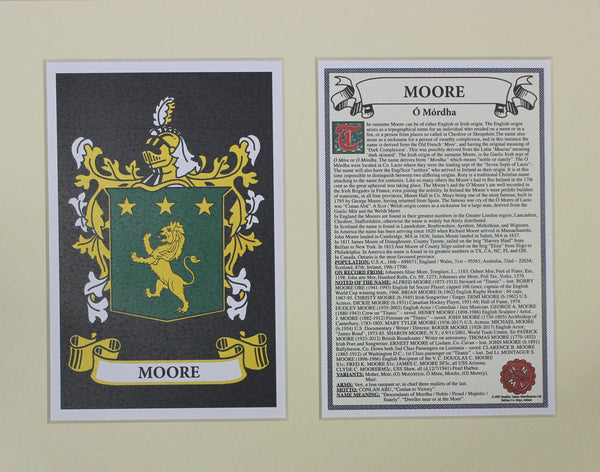 Moore - Irish Surname Coat of Arms Family Crest Heraldry