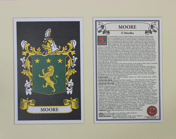 Moore - Irish American Surname Coat of Arms Family Crest Heraldry