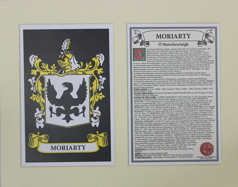 Moriarty - Irish Surname Coat of Arms Family Crest Heraldry