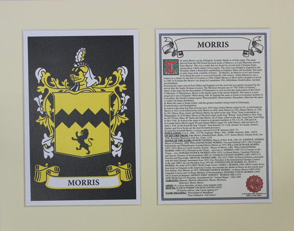 Morris - Irish American Surname Heraldry