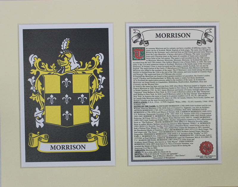 Morrison - Irish Surname Coat of Arms Family Crest Heraldry