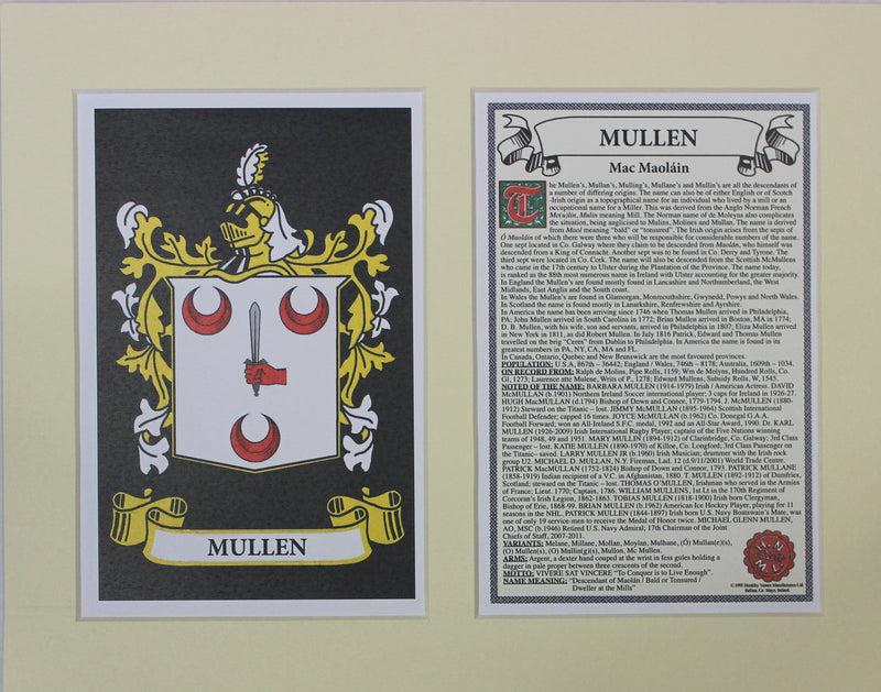 Mullen - Irish Surname Coat of Arms Family Crest Heraldry