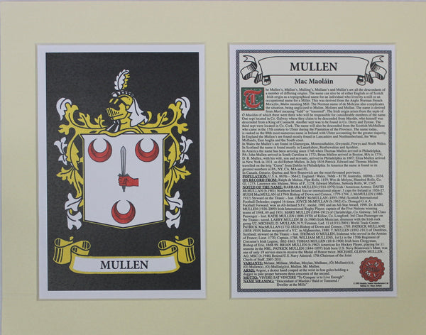 Mullen - Irish American Surname Coat of Arms Family Crest Heraldry