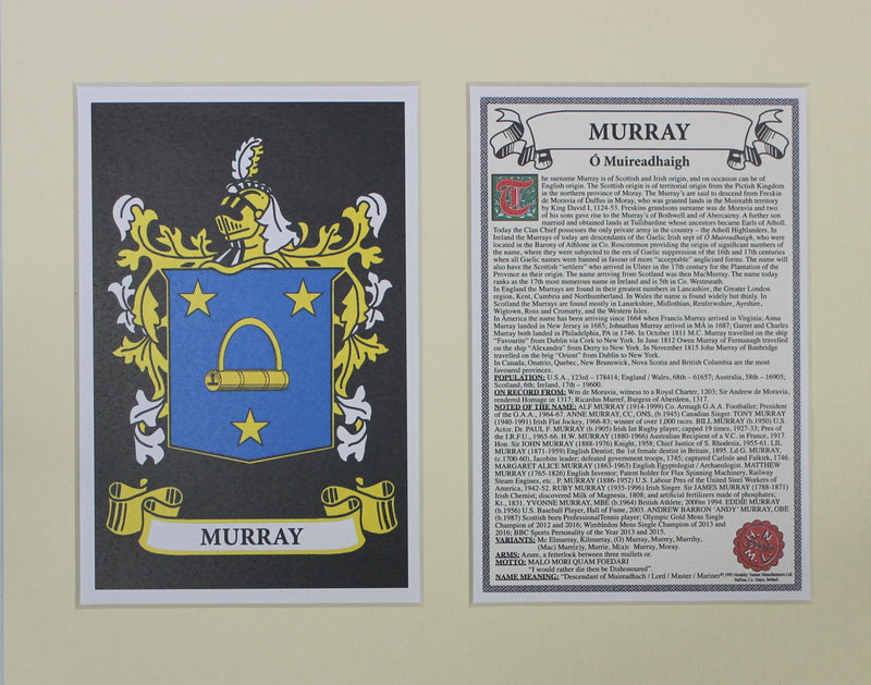 Murray - Irish Surname Coat of Arms Family Crest Heraldry