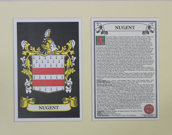 Nugent - Irish American Surname Coat of Arms Family Crest Heraldry