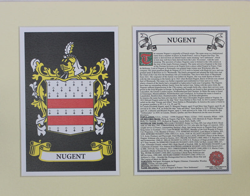 Nugent - Irish American Surname Heraldry