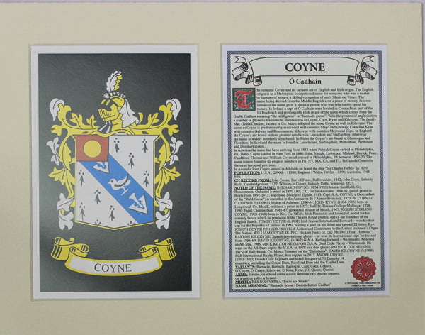 Coyne - Irish Surname Coat of Arms Family Crest Heraldry