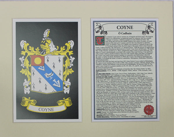 Coyne - Irish American Surname Coat of Arms Heraldry
