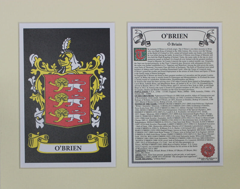 O’Brien - Irish American Surname Heraldry