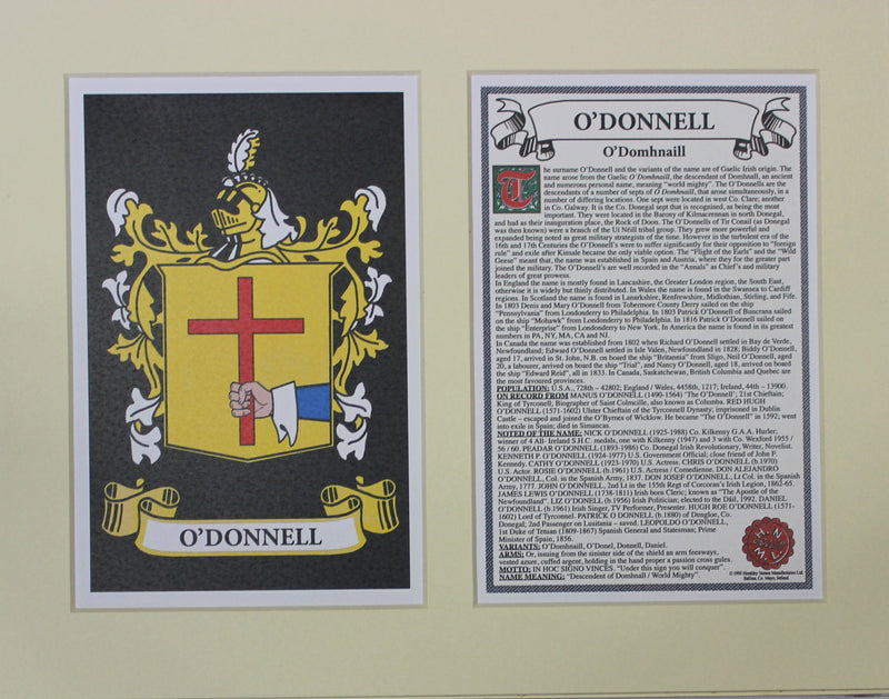 O’Donnell - Irish Surname Coat of Arms Family Crest Heraldry