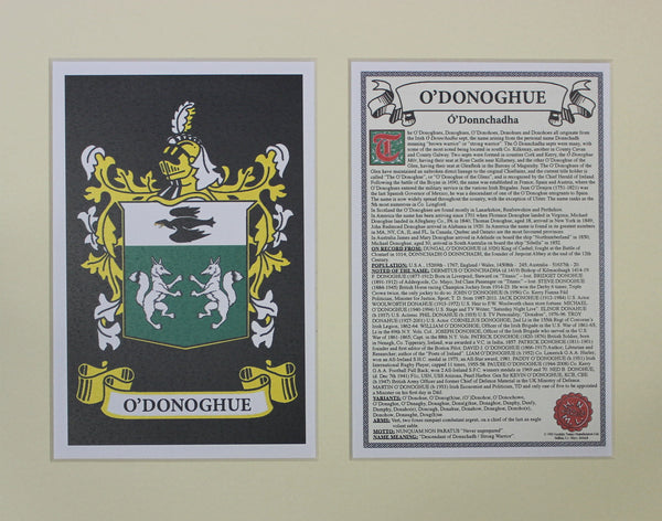 O’Donoghue - Irish American Surname Coat of Arms Family Crest Heraldry