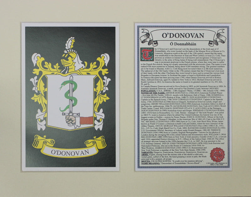 O’Donovan - Irish Surname Coat of Arms Family Crest Heraldry