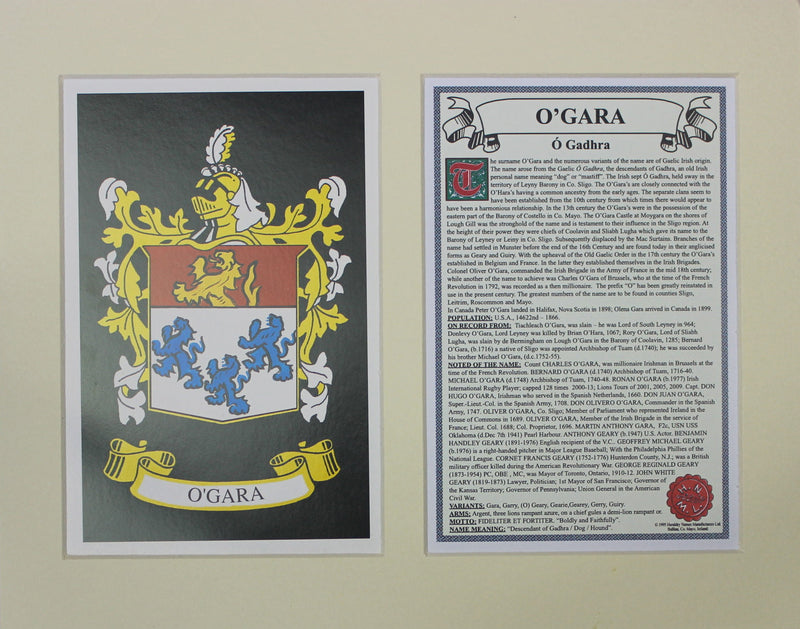 O’Gara - Irish American Surname Heraldry