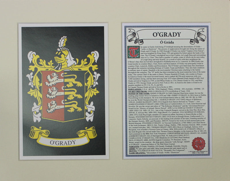 O’Grady - Irish American Surname Heraldry