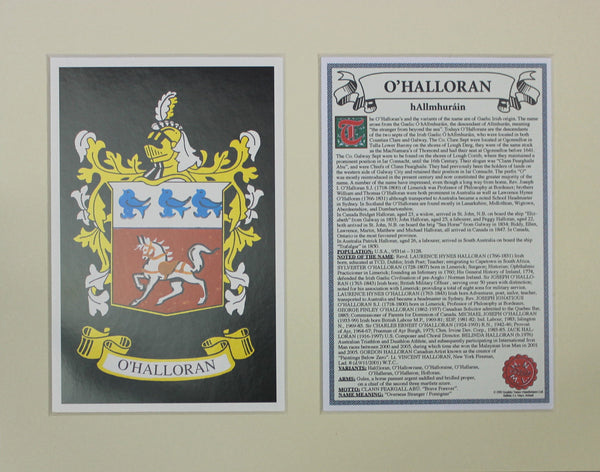 O’Halloran - Irish Surname Coat of Arms Family Crest Heraldry