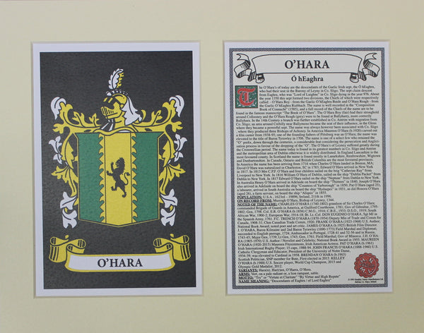 O’Hara - Irish American Surname Coat of Arms Heraldry