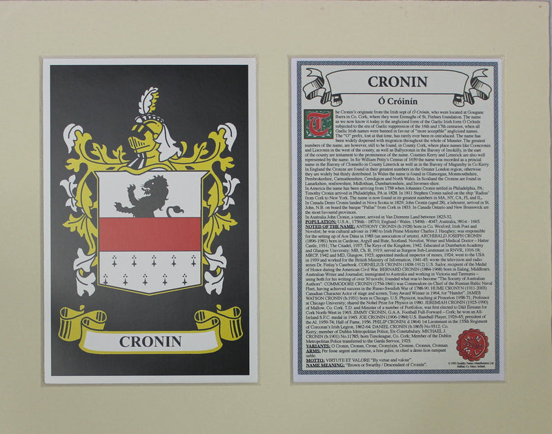 Cronin - Irish American Surname Heraldry