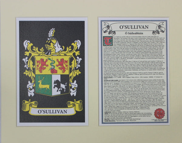O’Sullivan - Irish American Surname Coat of Arms Heraldry