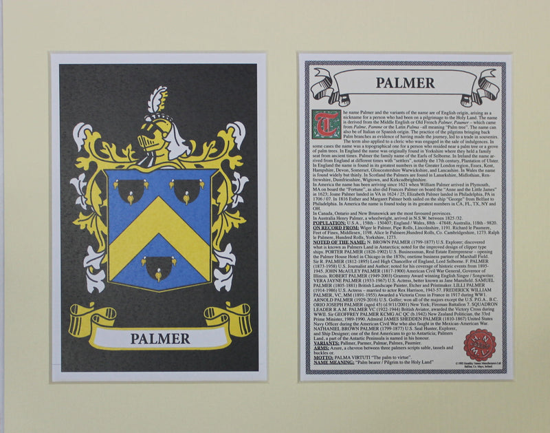 Palmer - Irish American Surname Heraldry