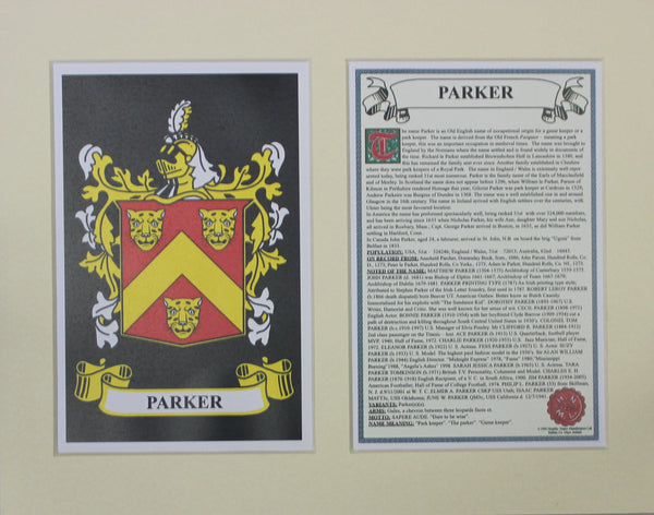 Parker - Irish Surname Coat of Arms Family Crest Heraldry