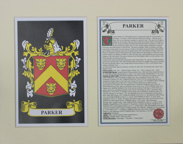 Parker - Irish American Surname Coat of Arms Family Crest Heraldry