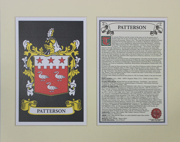 Patterson - Irish Surname Coat of Arms Family Crest Heraldry