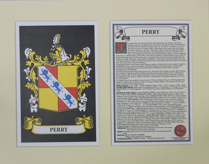 Perry - Irish American Surname Heraldry