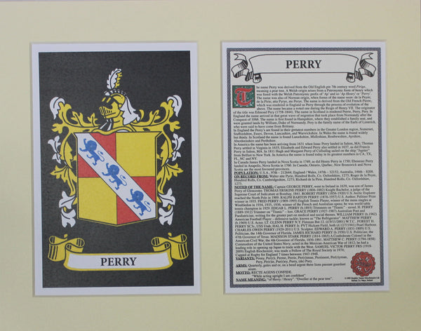 Perry - Irish Surname Coat of Arms Heraldry