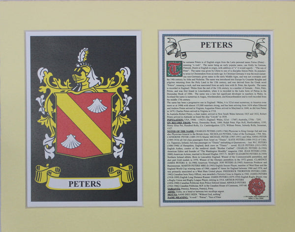 Peters - Irish Surname Coat of Arms Family Crest Heraldry