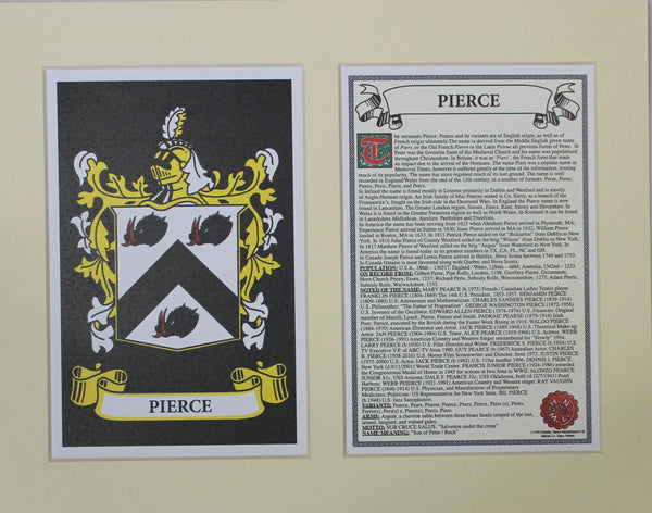 Pierce - Irish Surname Coat of Arms Heraldry