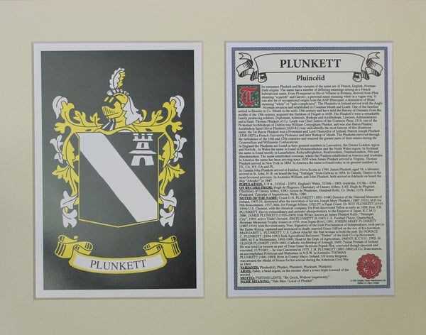 Plunkett - Irish Surname Coat of Arms Heraldry