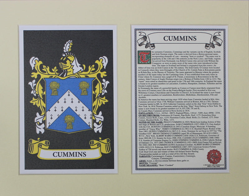 Cummins - Irish Surname Coat of Arms Family Crest Heraldry