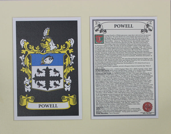 Powell - Irish Surname Coat of Arms Heraldry