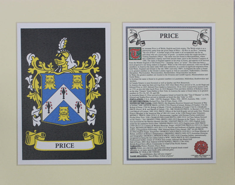 Price - Irish American Surname Heraldry