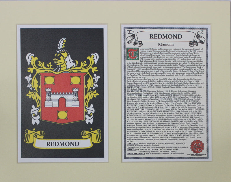 Redmond - Irish American Surname Heraldry