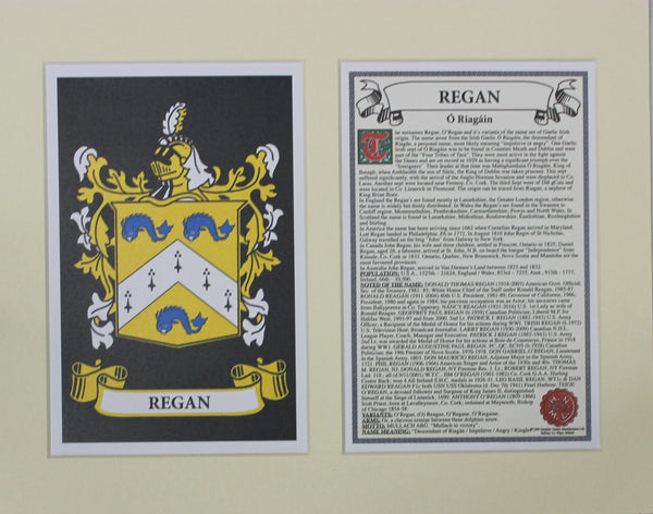 Regan - Irish Surname Coat of Arms Heraldry