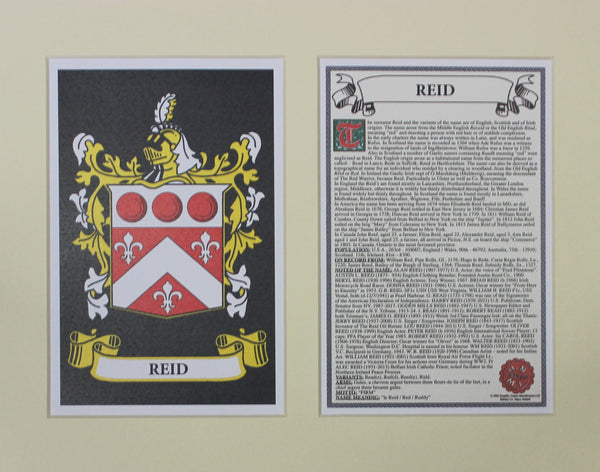 Reid - Irish American Surname Coat of Arms Family Crest Heraldry