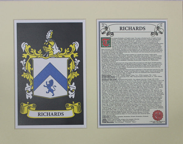 Richards - Irish Surname Coat of Arms Family Crest Heraldry