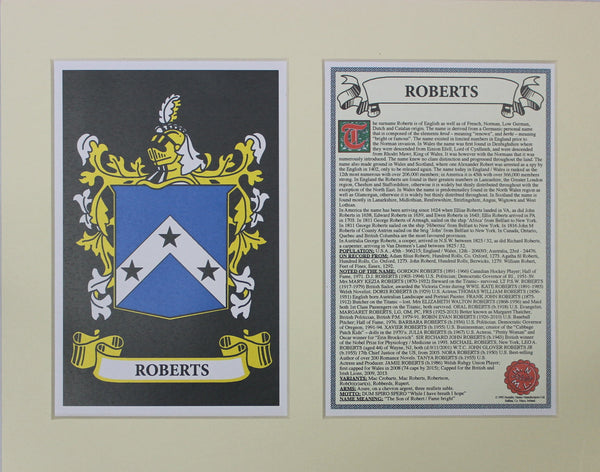 Roberts - Irish American Surname Coat of Arms Family Crest Heraldry