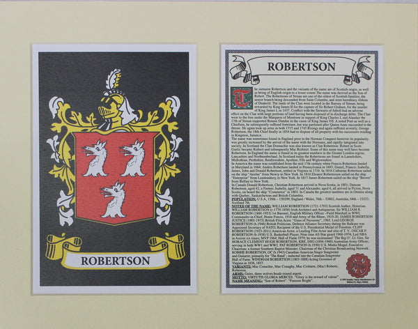 Robertson - Irish American Surname Coat of Arms Family Crest Heraldry
