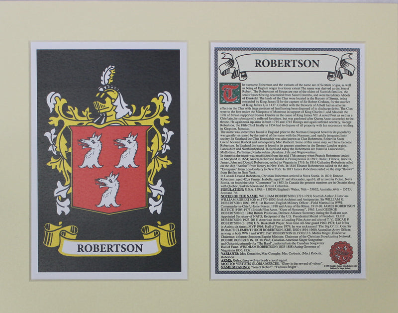 Robertson - Irish Surname Coat of Arms Heraldry