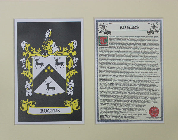 Rogers - Irish American Surname Coat of Arms Family Crest Heraldry