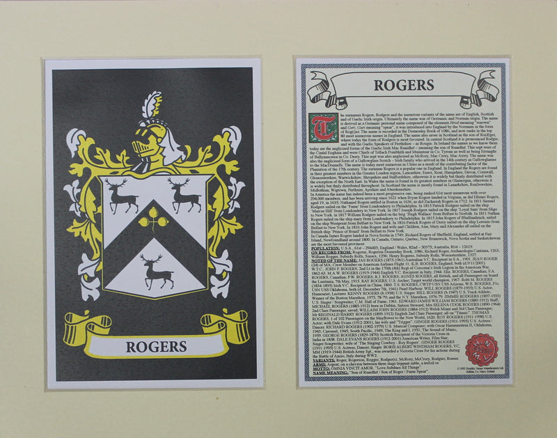 Rogers - Irish American Surname Heraldry