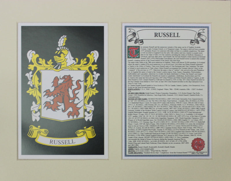 Russell - Irish American Surname Heraldry